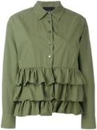 Erika Cavallini - Tiered Hem Long Sleeve Shirt - Women - Cotton - 38, Green, Cotton