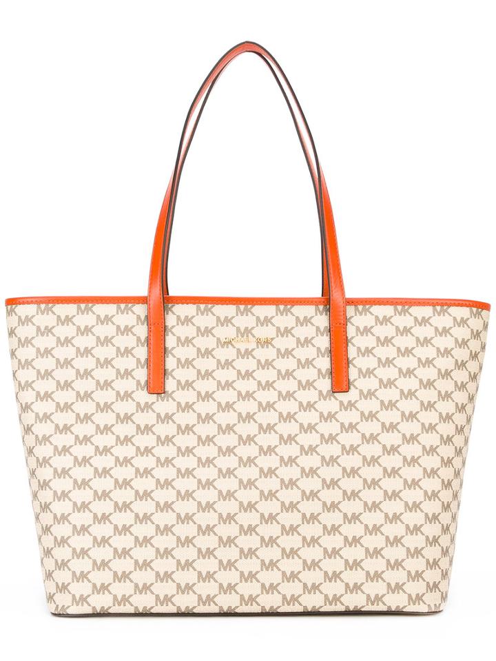 Michael Michael Kors - Monogram Print Tote - Women - Leather/pvc - One Size, Nude/neutrals, Leather/pvc