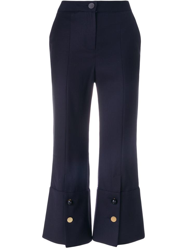 Eudon Choi Flared Button Detail Trousers - Blue