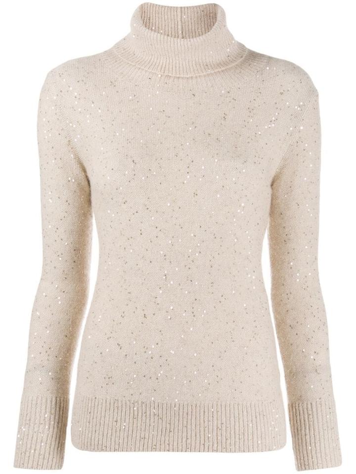 Fabiana Filippi Embellished Roll Neck Jumper - Neutrals