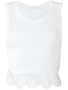Alberta Ferretti Lace-detail Cropped Top, Women's, Size: 42, White, Cotton