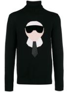 Fendi Cashmere Intarsia Karlito Sweater - Black