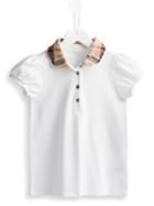 Burberry Kids Check Collar Polo Shirt, Girl's, Size: 6 Yrs, White