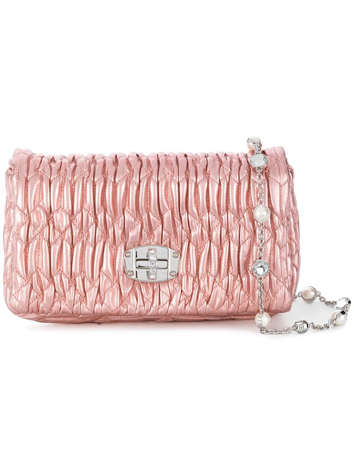 Miu Miu Embellished Crossbody Bag - Metallic