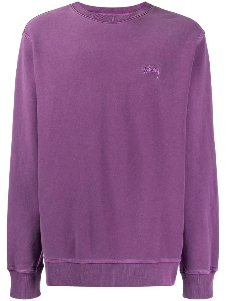 Stussy Logo Embroidered Sweatshirt - Purple