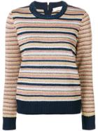 Tory Burch Striped Knitted Jumper - Blue