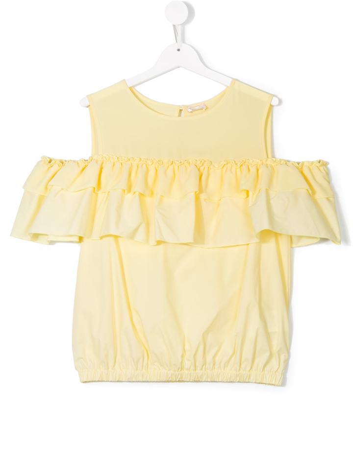Elisabetta Franchi La Mia Bambina Ruffled Ruffled Blouse - Yellow &