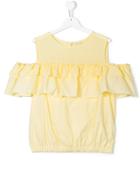 Elisabetta Franchi La Mia Bambina Ruffled Ruffled Blouse - Yellow &