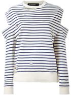 Distressed Cold-shoulder Sweatshirt - Women - Cotton - 1, Nude/neutrals, Cotton, Filles A Papa