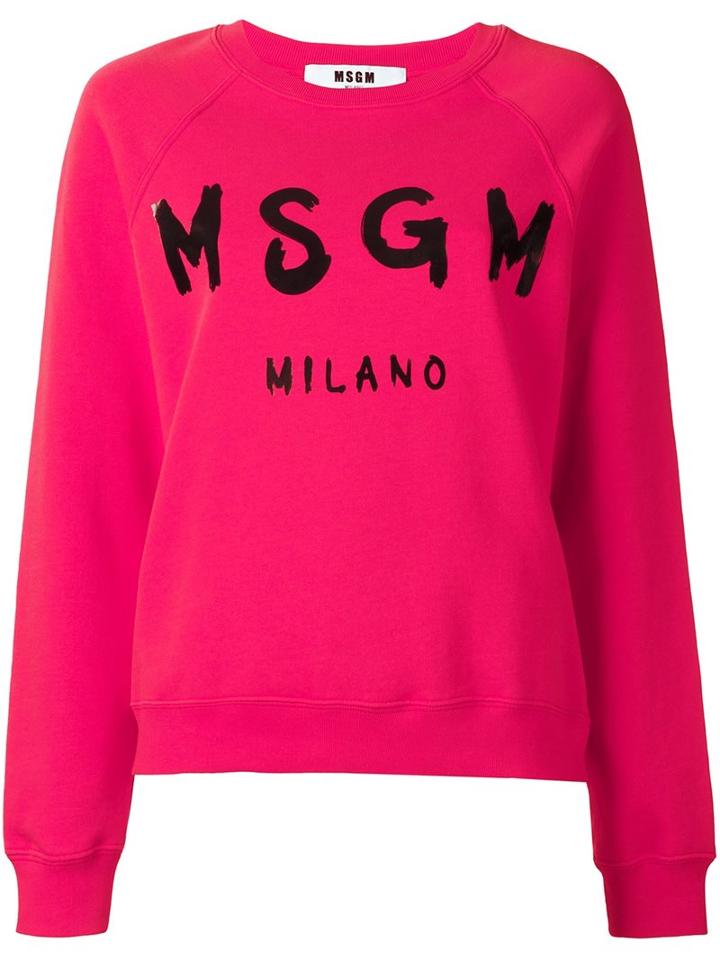 Msgm Logo Print Sweatshirt, Women's, Size: Xl, Pink/purple, Cotton