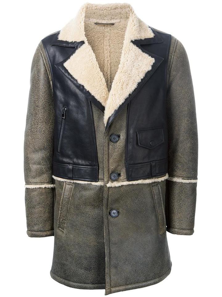Drome Panelled Shearling Coat, Men's, Size: Large, Brown, Leather