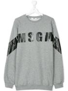 Msgm Kids - Log Print Sweatshirt - Kids - Cotton - 14 Yrs, Grey