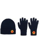 Dsquared2 Ribbed Beanie & Glove Set - Blue