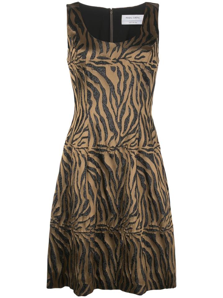 Prabal Gurung Tiger-print Sleeveless Dress - Gold