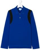 Lanvin Petite Teen Contrast-trim Long Sleeved Polo Shirt - Blue