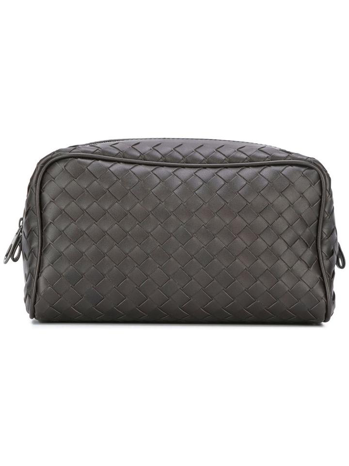 Bottega Veneta Interlaced Leather Washed Bag, Men's, Brown, Cotton/calf Leather