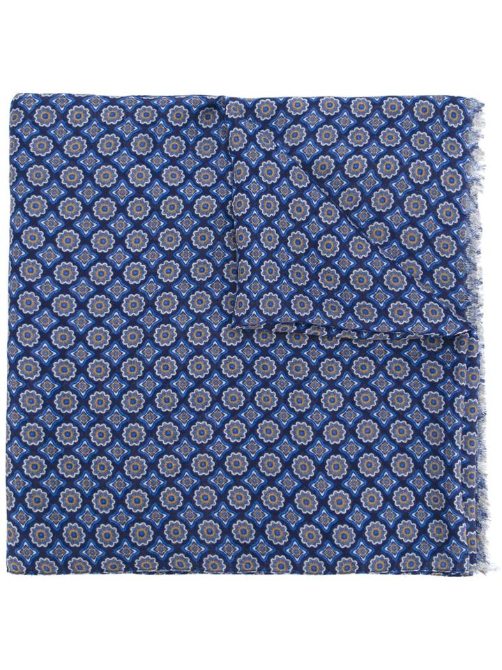 Pal Zileri Floral Print Scarf, Men's, Blue, Cotton/cashmere