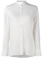 Helmut Lang Tie-fastening Mandarin Shirt, Women's, Size: Large, White, Viscose