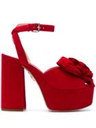 Miu Miu Rose Detail Platform Sandals - Red