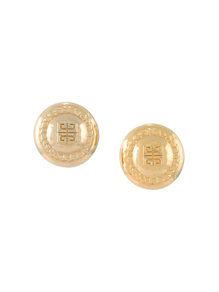 Givenchy Vintage Logo Clip-on Earrings - Metallic