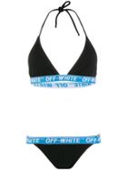 Off-white Ribbed Logo Straps Bikini - Black