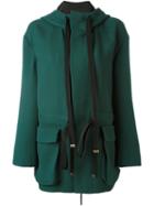 Marni Hooded Coat, Women's, Size: 40, Green, Silk/cotton/viscose/virgin Wool