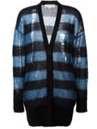 Stella Mccartney Distressed Striped Cardigan, Women's, Size: 42, Black, Polyamide/mohair/wool
