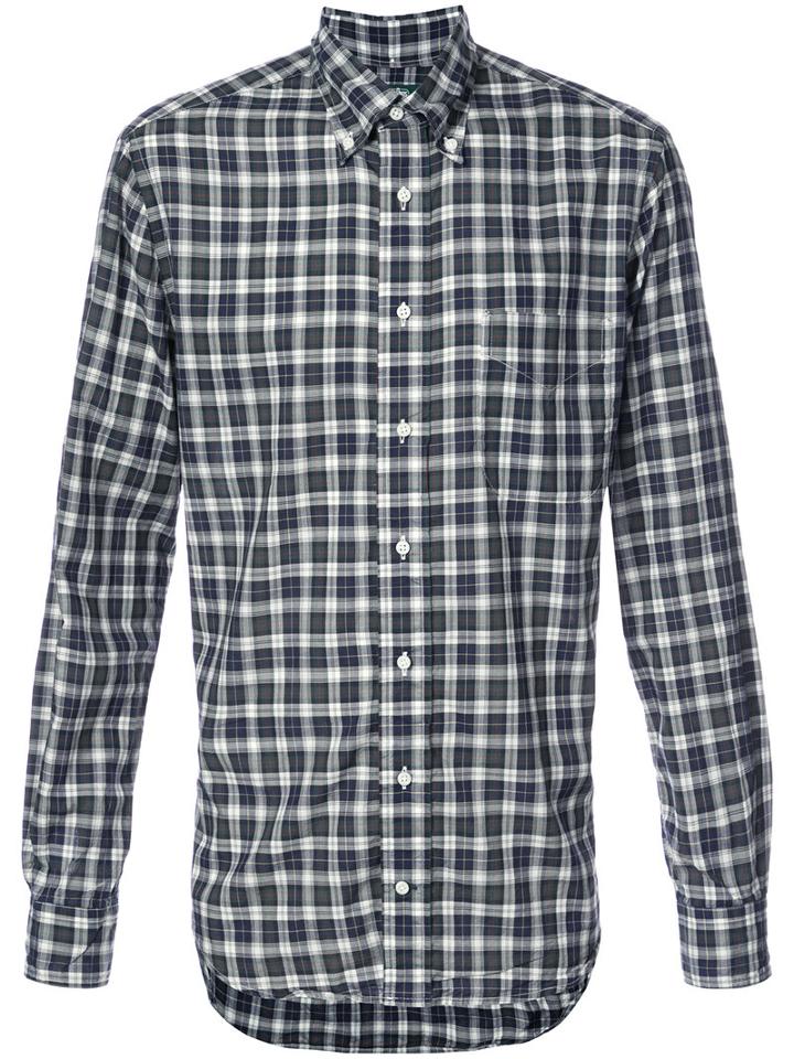 Gitman Vintage - Checkered Shirt - Men - Cotton/cupro - M, Green, Cotton/cupro