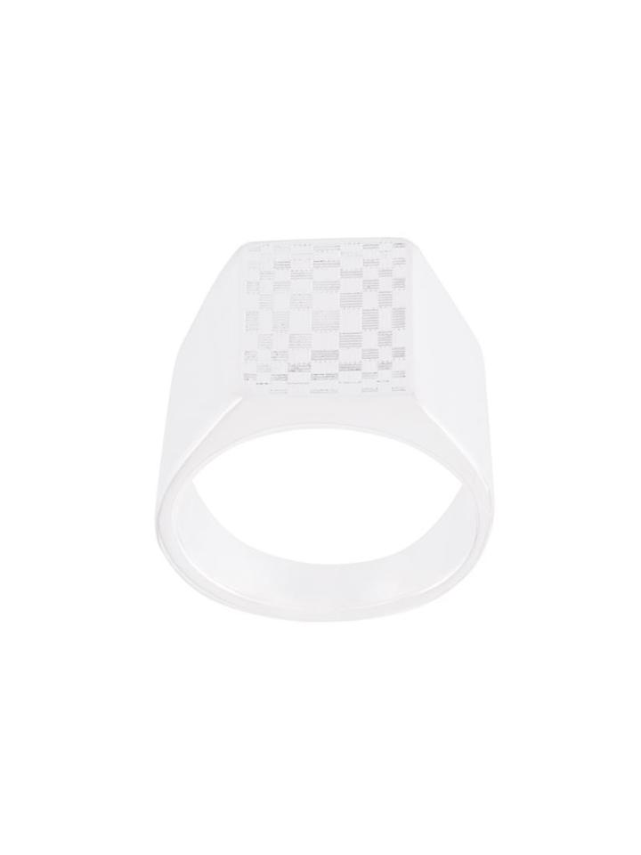Maison Margiela Checkered Signet Ring, Men's, Size: Small, Metallic