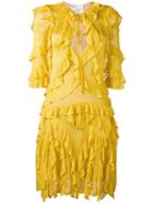 Dsquared2 - Ruffle Trimmed Knitted Dress - Women - Viscose - L, Yellow/orange, Viscose