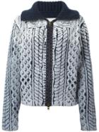 Maison Margiela Cable Knit Printed Cardigan, Women's, Size: Small, Blue, Wool