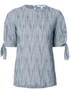 Derek Lam 10 Crosby Short Sleeve Crewneck Top With Tie Detail - Blue