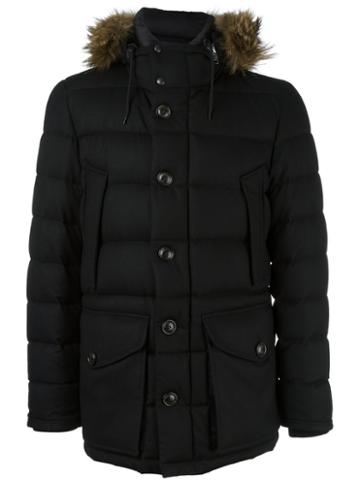 Moncler 'rethel' Padded Jacket, Men's, Size: 5, Black, Wool/polyamide/coyote Fur
