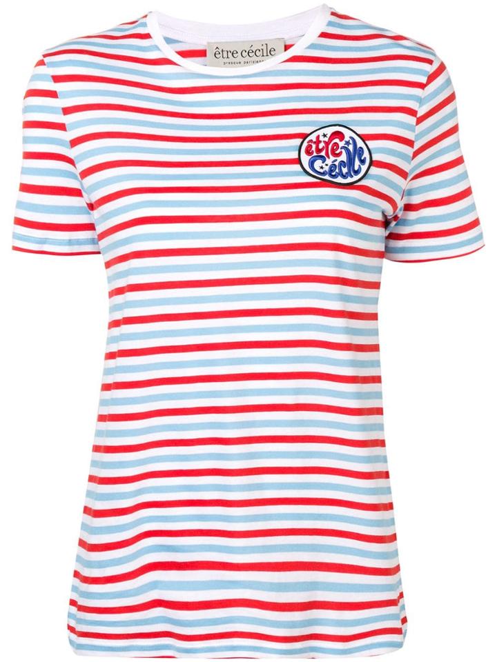 Être Cécile Curvy Badge Striped T-shirt - Blue