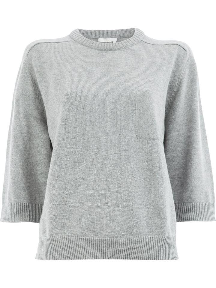 Chloé Short-sleeve Shift Sweater - Grey