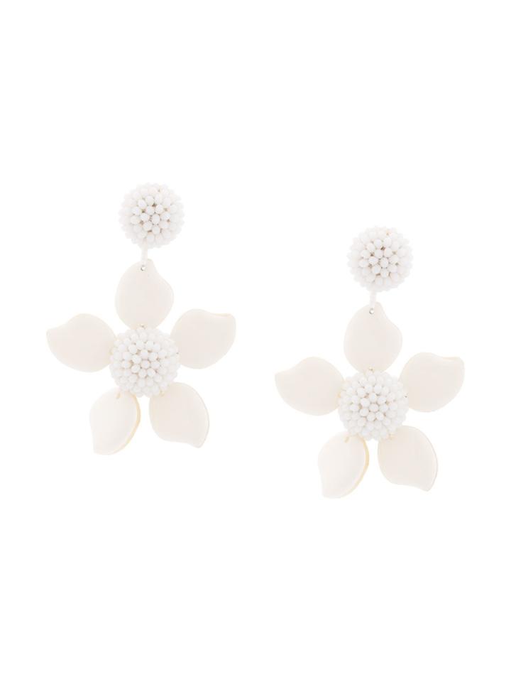Oscar De La Renta Bold Flower Earrings - White