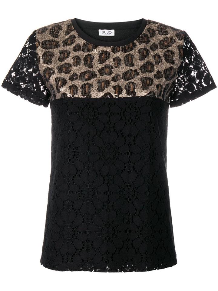 Liu Jo Leopard Sequin T-shirt - Black