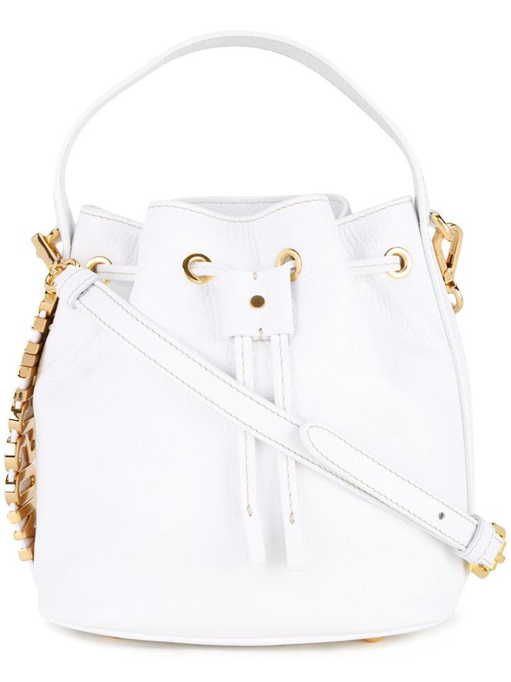 Moschino Bucket Bag, Women's, White, Calf Leather