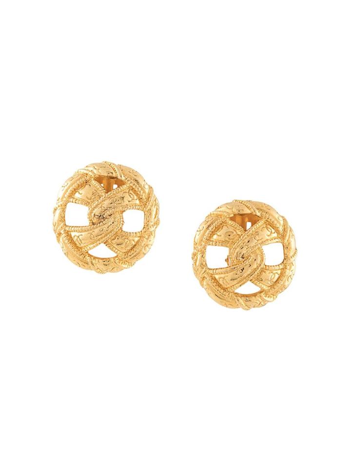 Chanel Vintage Round Twist Earrings - Gold