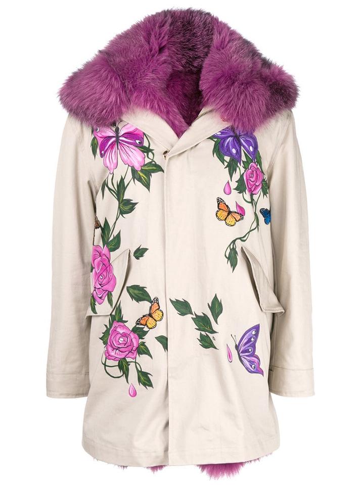 Liska Fur-trim Embroidered Jacket - Neutrals