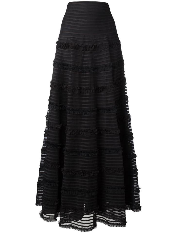 Givenchy Ruffle Trim Flared Skirt, Women's, Size: 36, Black, Polyamide/cotton/viscose/polyester