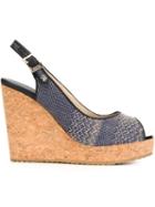 Jimmy Choo Prova Sandals, Women's, Size: 38, Blue, Linen/flax/goat Skin/lamb Skin/rubber