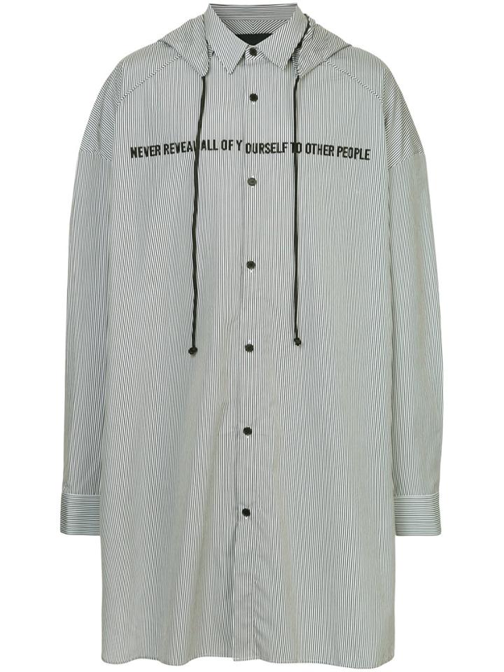 Juun.j Striped Hooded Shirt - Black