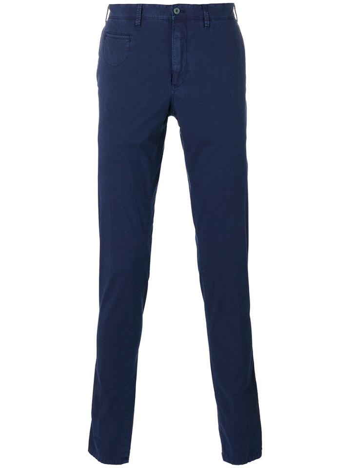Pt01 - Stonewashed Chino Trousers - Men - Cotton/spandex/elastane - 48, Blue, Cotton/spandex/elastane