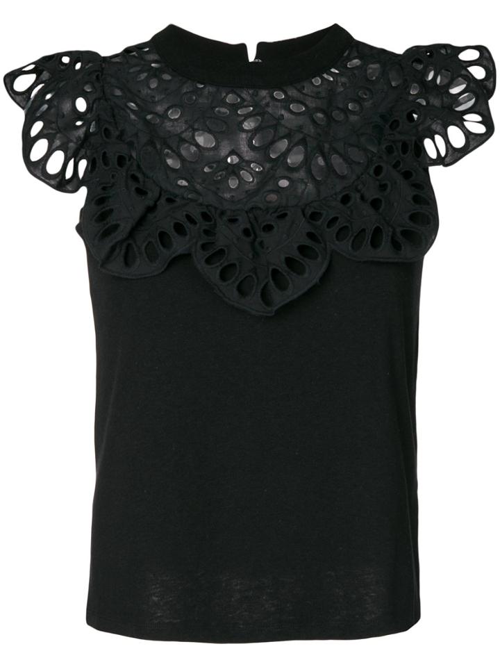 See By Chloé Laser Cut T-shirt - Black