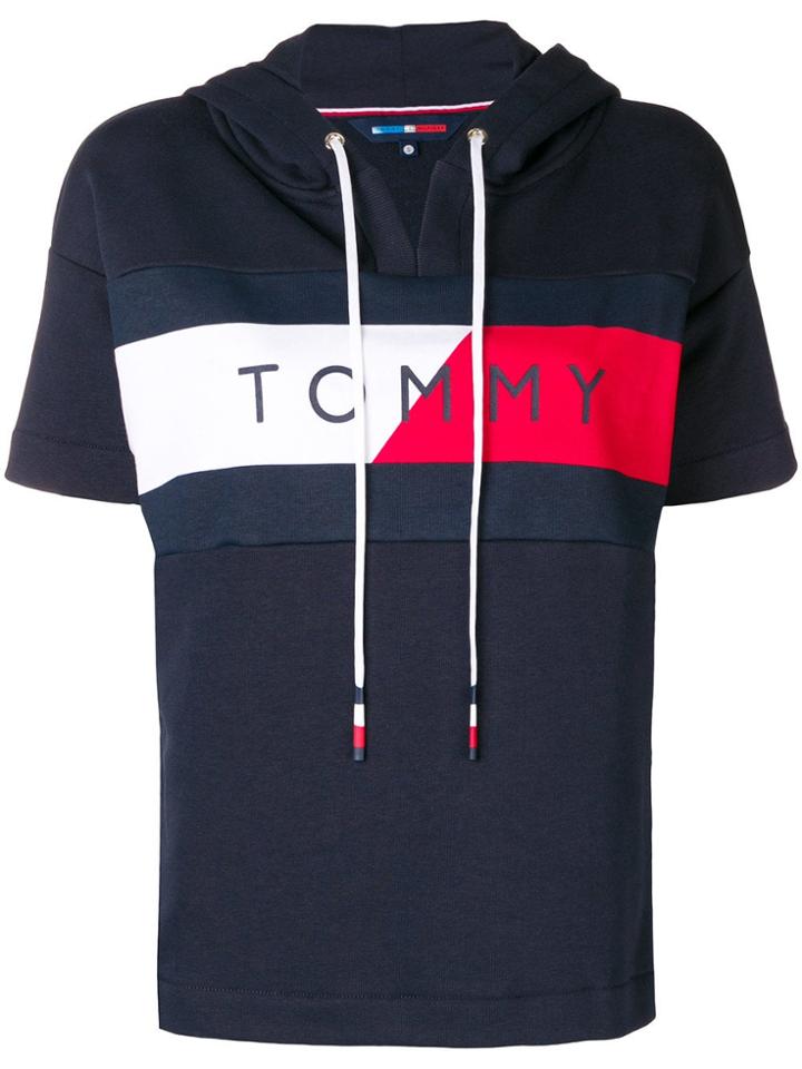 Tommy Hilfiger Logo Stripe Hoodie - Blue