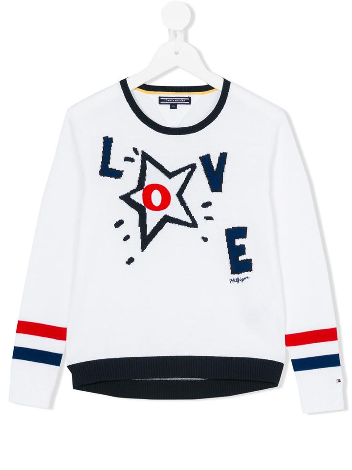 Tommy Hilfiger Junior - Love Jumper - Kids - Cotton - 10 Yrs, Girl's, White