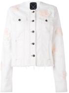 Night Market - Floral Denim Jacket - Women - Silk/cotton - One Size, White, Silk/cotton