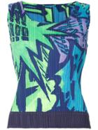 Issey Miyake Vintage Pop Art Pleated Tank - Blue