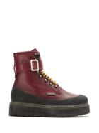 À La Garçonne Leather Combat Boots - Red